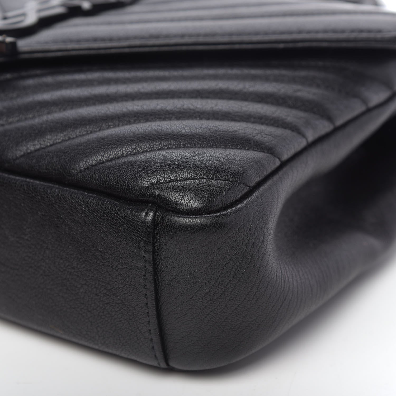 Saint Laurent Sheepskin Matelasse Chevron Monogram Monochrome Medium College Bag Black 10 of 11