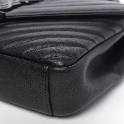 Saint Laurent Sheepskin Matelasse Chevron Monogram Monochrome Medium College Bag Black 10 of 11
