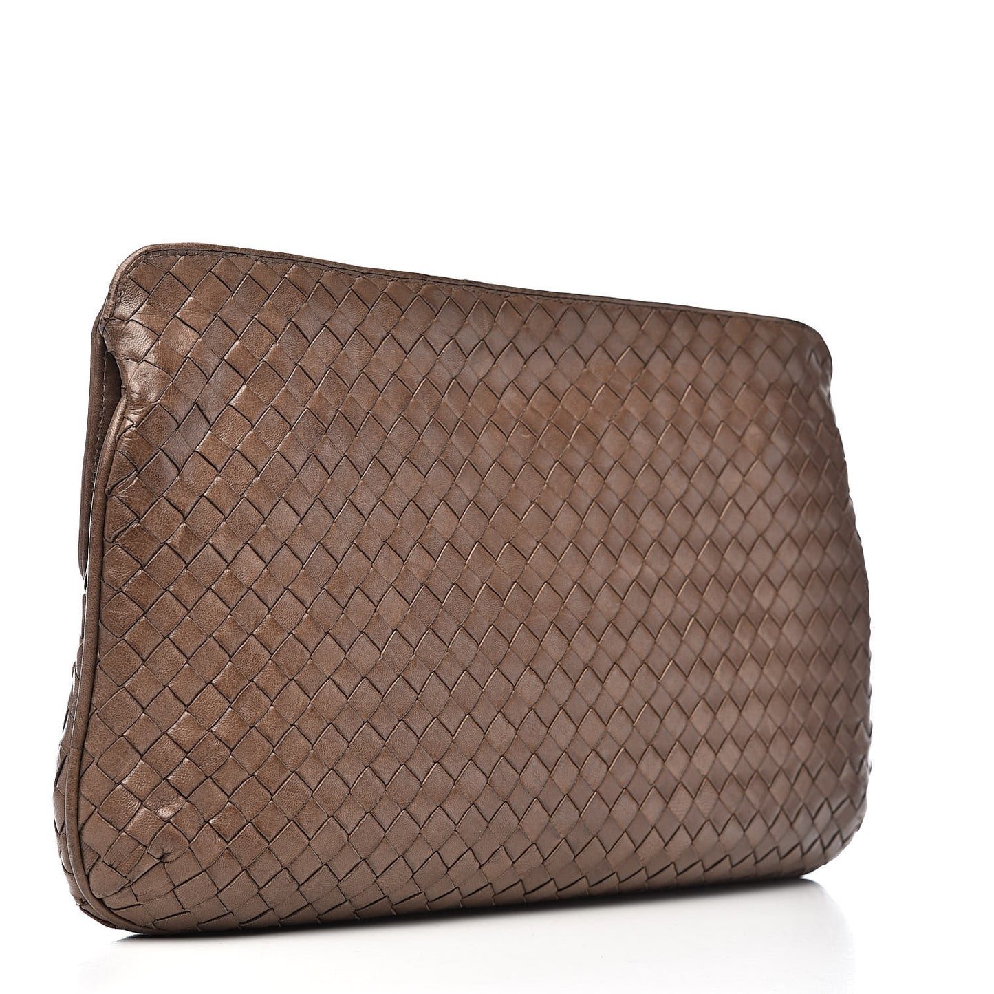 Nappa Intrecciato Flap Clutch Brown Taupe
