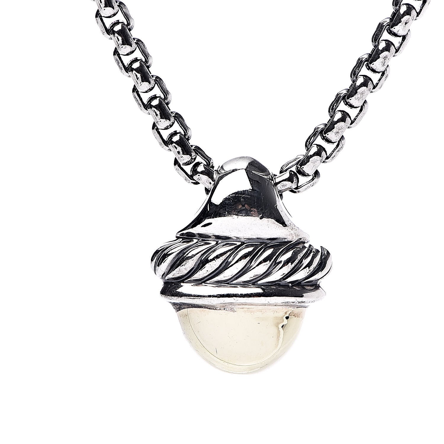 David Yurman Sterling Silver 14K Yellow Gold Acorn Pendant Necklace 4 of 5