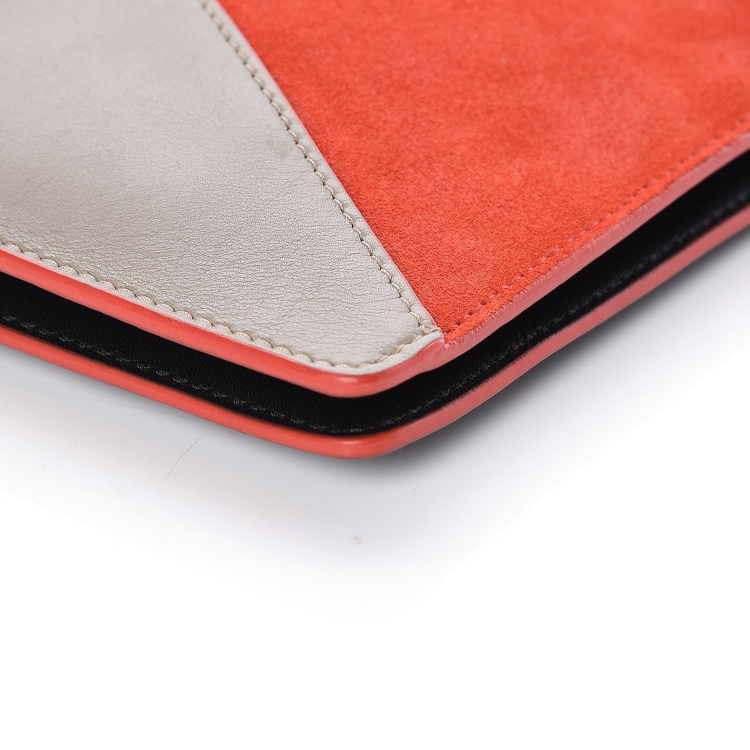 Celine Calfskin Suede Tri-Color Diamond Clutch Red 14 of 16