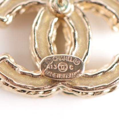 Chanel Crystal CC Earrings Gold Grey 4 of 4