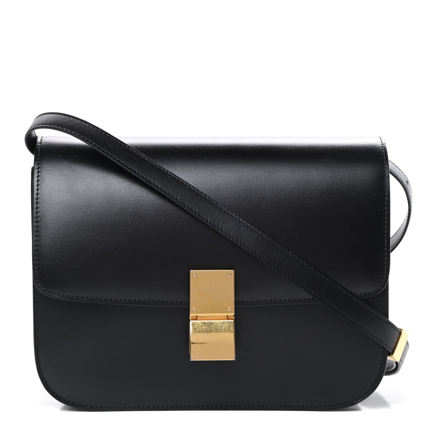 Box Calfskin Medium Classic Box Flap Bag Black