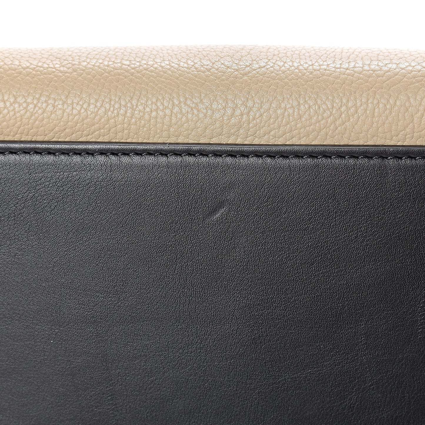 Textured Calfskin Medium Bi-Color Edge Shoulder Bag Black Beige