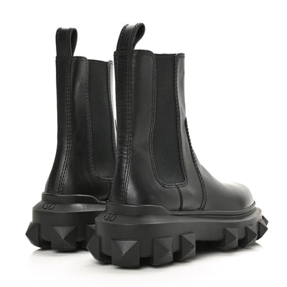 Valentino Garavani Calfskin Womens Trackstud Beatle Chelsea 45/55mm Ankle Boots 38 Black 4 of 7