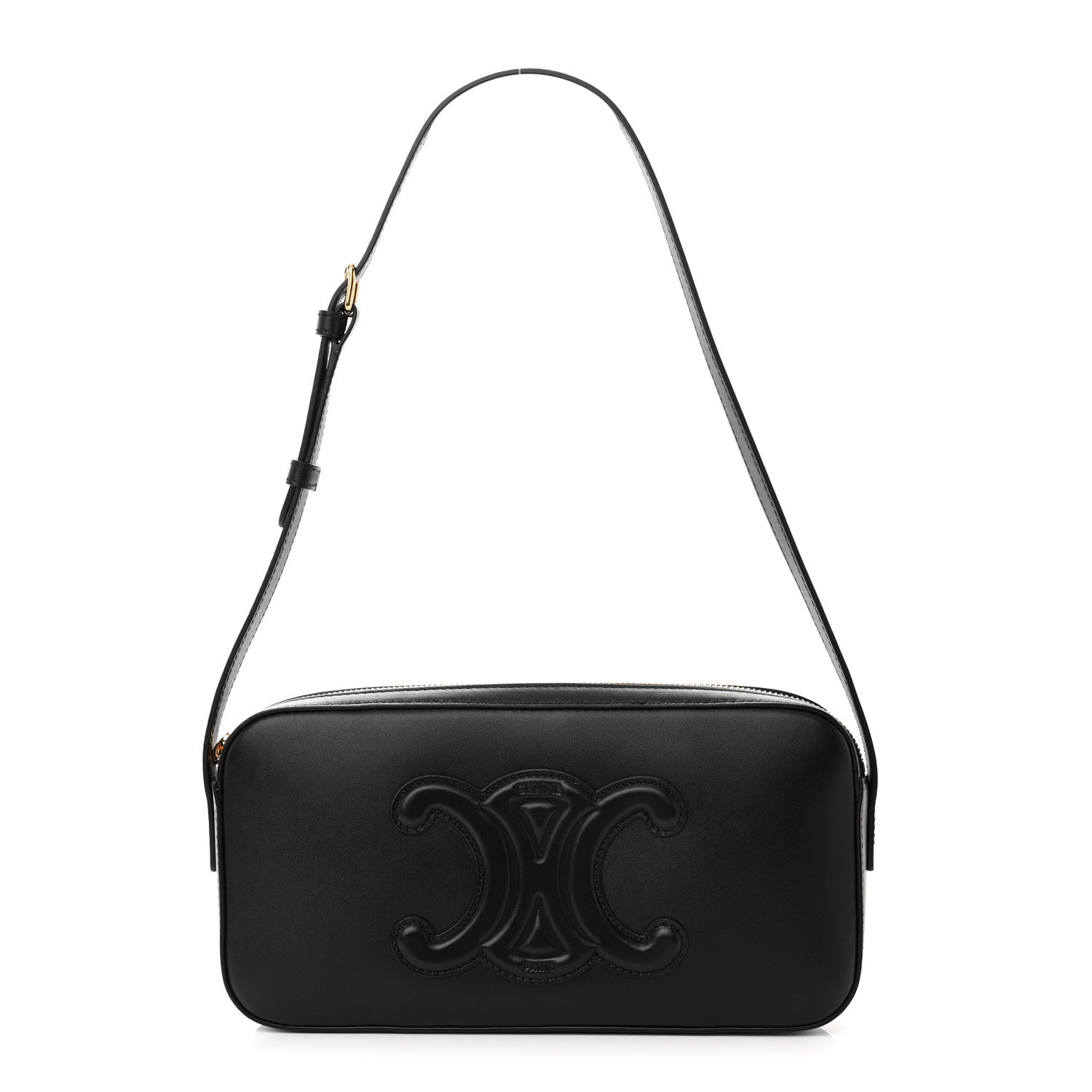 Celine Smooth Calfskin Cuir Triomphe Camera Shoulder Bag Black 1 of 9