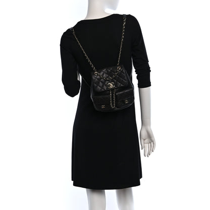 Chanel Shiny Caviar Quilted Medium Duma Pockets Drawstring Backpack Black 2 of 11