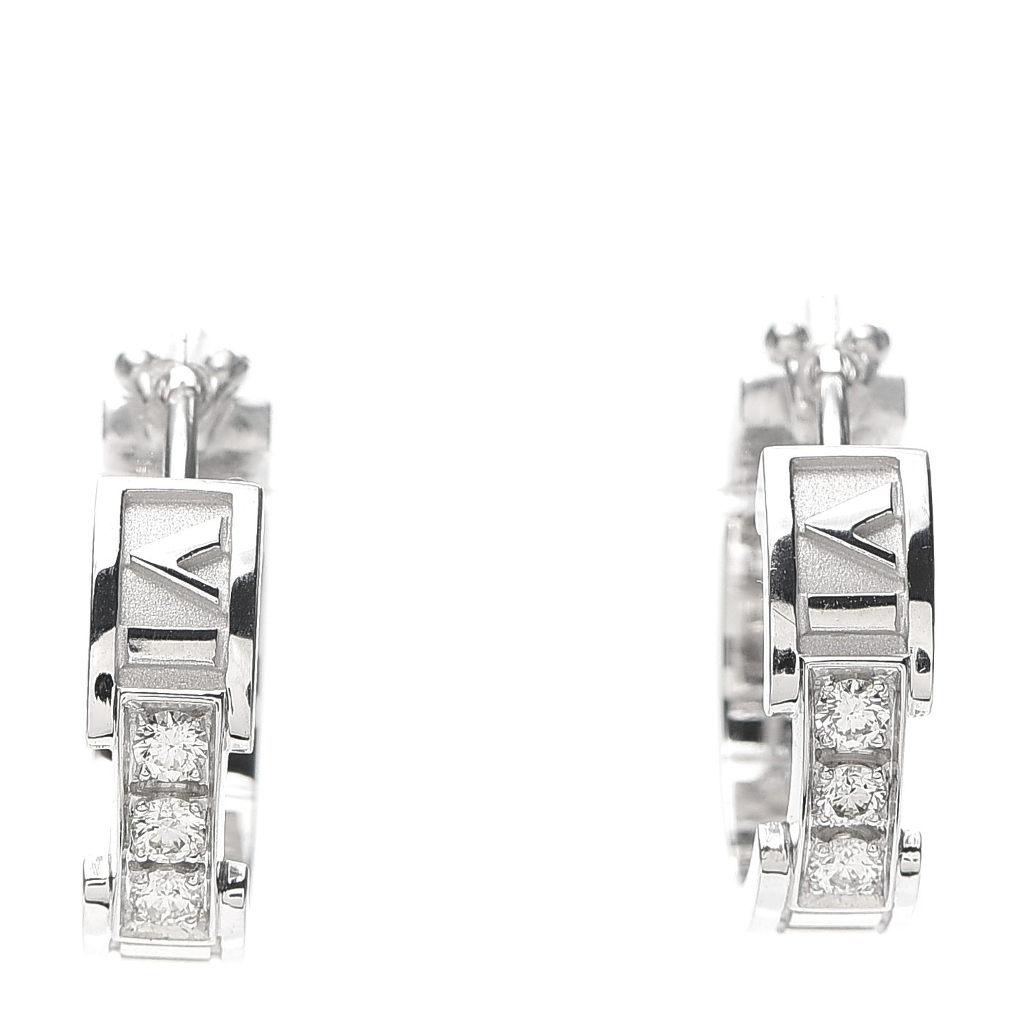 18K White Gold Diamond Atlas Hoop Earrings