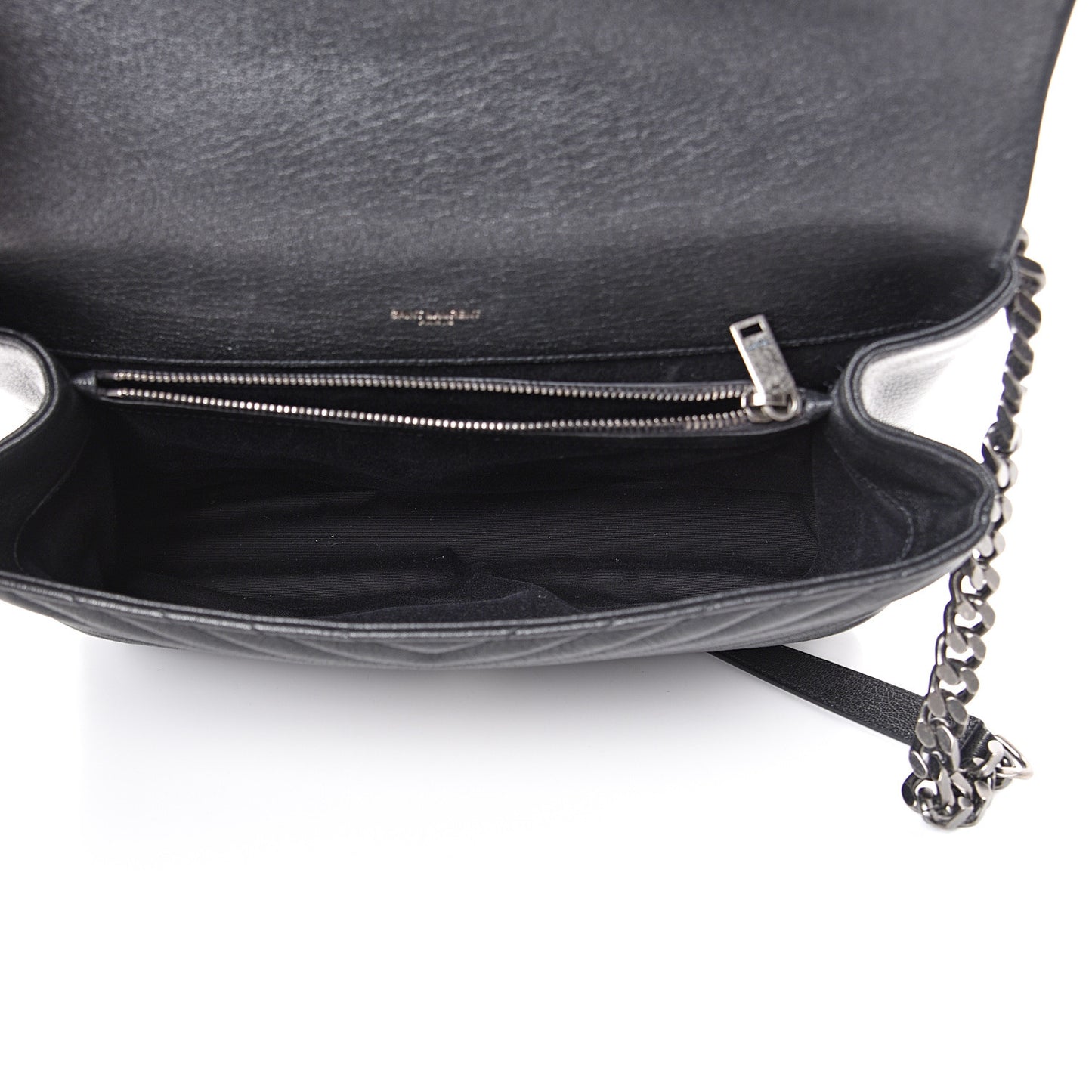 Sheepskin Matelasse Chevron Monogram Large College Satchel Black