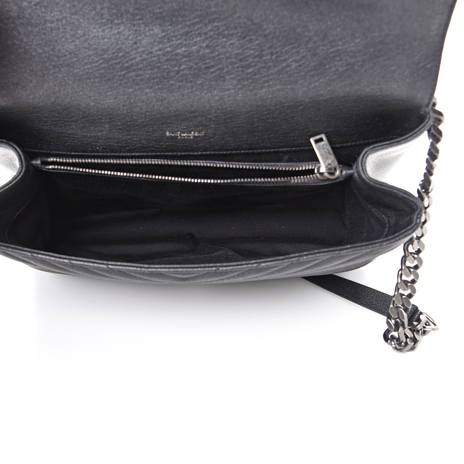 Saint Laurent Sheepskin Matelasse Chevron Monogram Large College Satchel Black 4 of 10