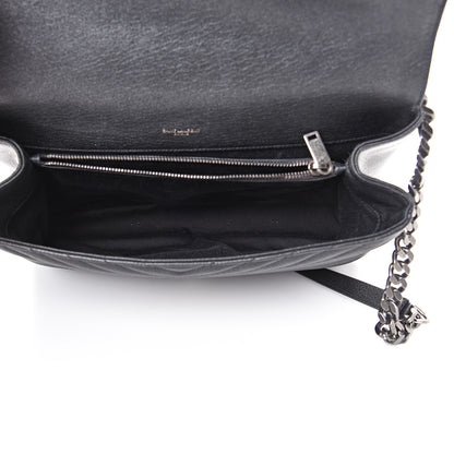 Saint Laurent Sheepskin Matelasse Chevron Monogram Large College Satchel Black 4 of 10