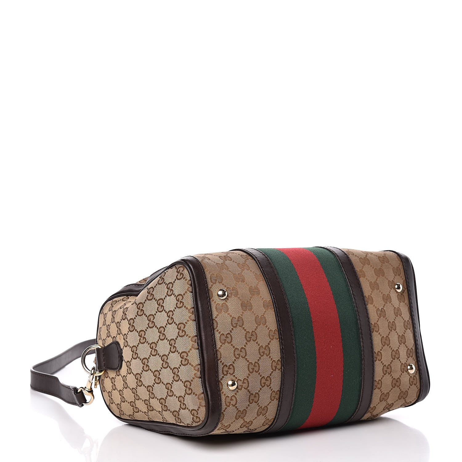 Gucci Monogram Vintage Web Medium Boston Dark Brown 4 of 24