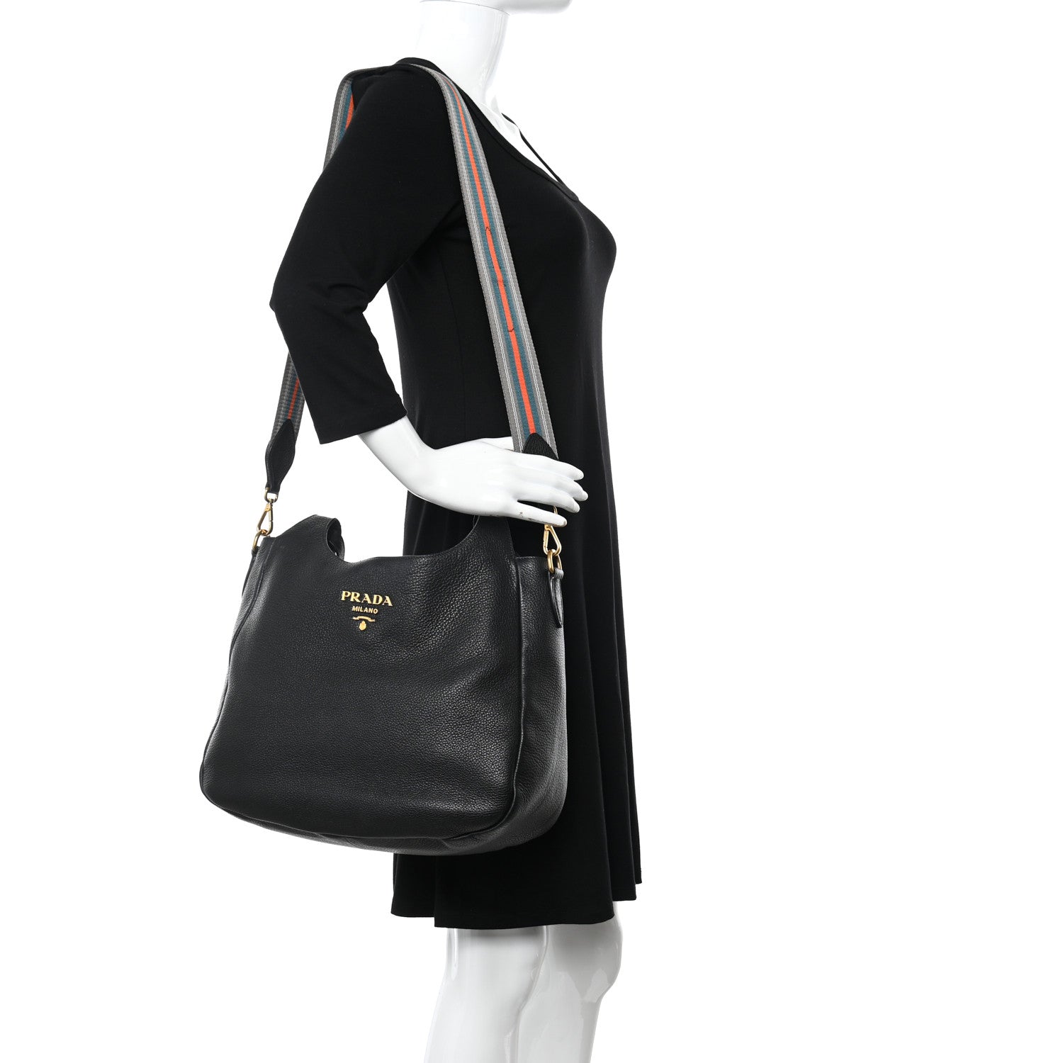 Prada Vitello Daino Hobo Black 2 of 12