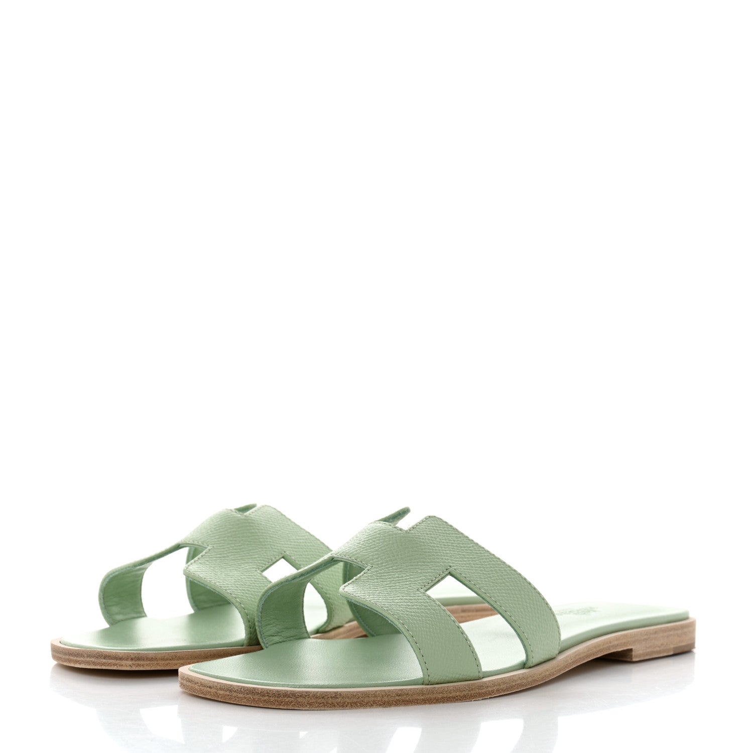 Hermes Epsom Oran Sandals 38.5 Vert Jade 3 of 8