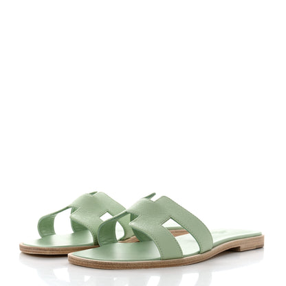 Hermes Epsom Oran Sandals 38.5 Vert Jade 3 of 8