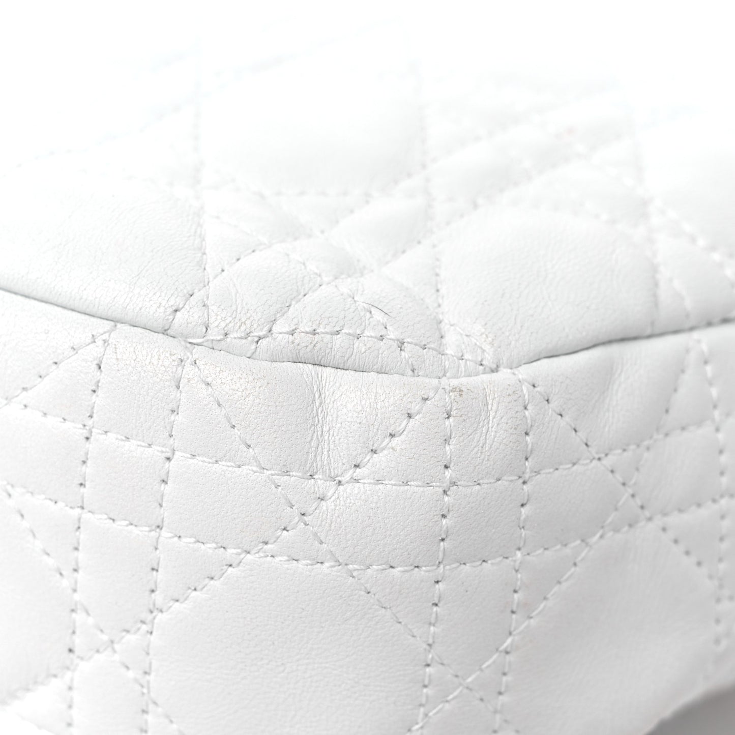 Lambskin Cannage Small Dior Soft Hobo White