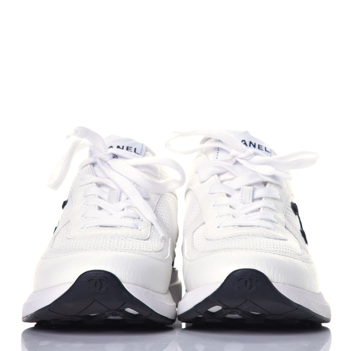 Calfskin Mesh Suede Womens Logo Sneakers 38.5 White