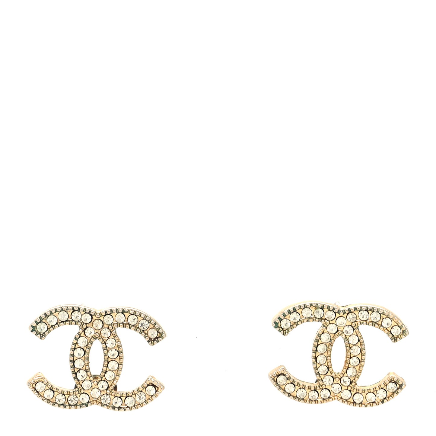 Crystal CC Charms Stud Earrings Light Gold