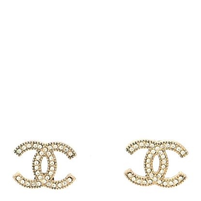 Chanel Crystal CC Charms Stud Earrings Light Gold 1 of 4