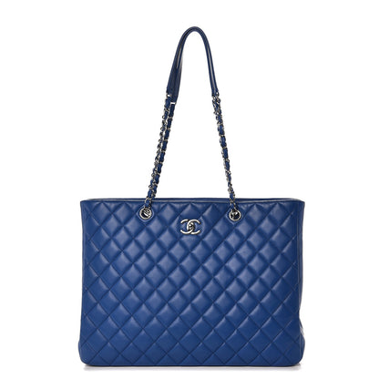 Chanel Calfskin Quilted Large CC Shopping Tote Blue 1 of 7