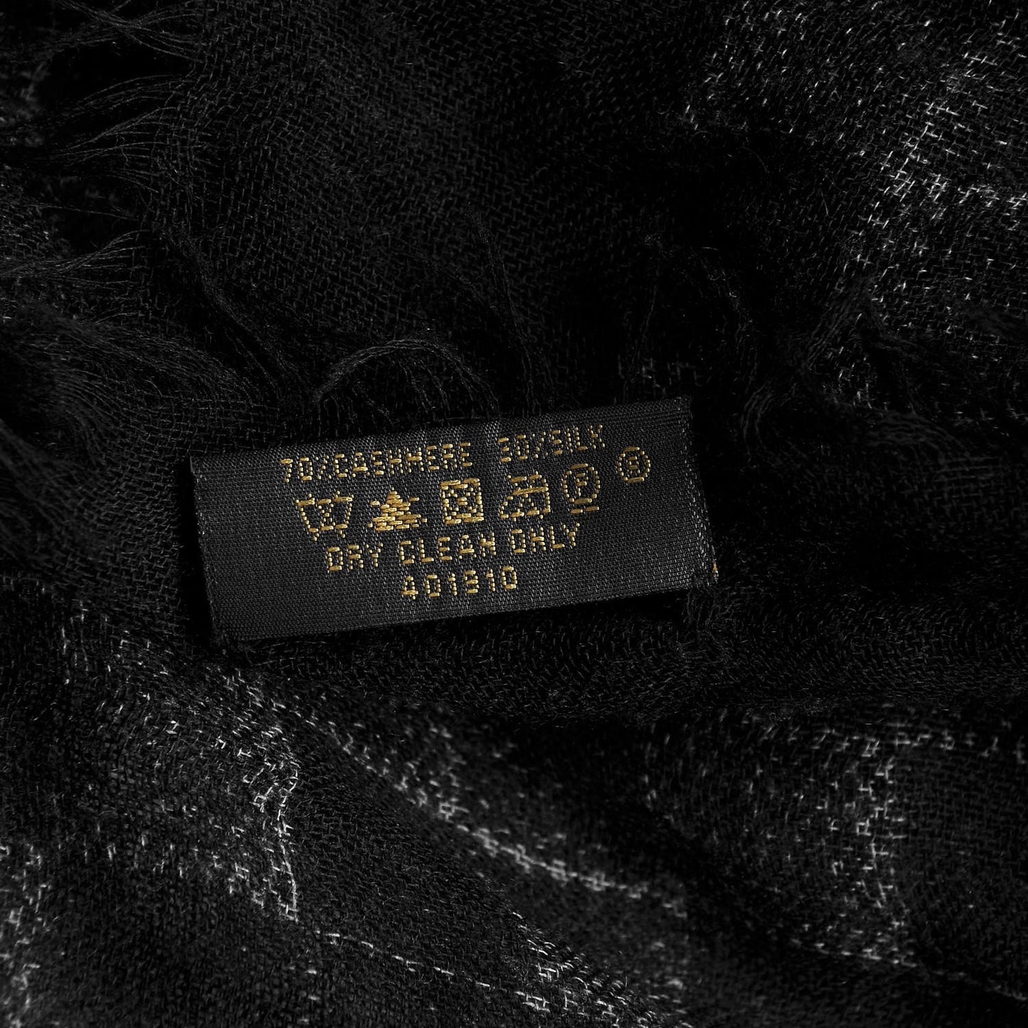 Cashmere Silk Etole Damier Stole Noir