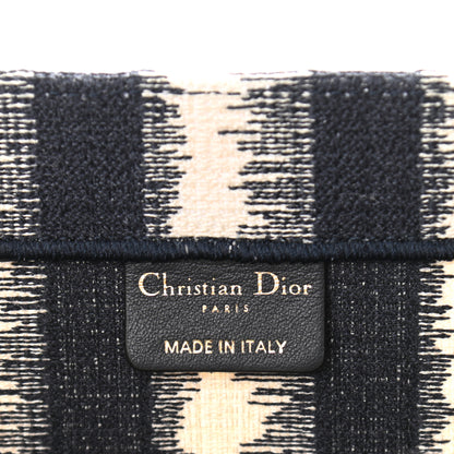Christian Dior Canvas Embroidered Large Striped Book Tote Navy 6 of 10