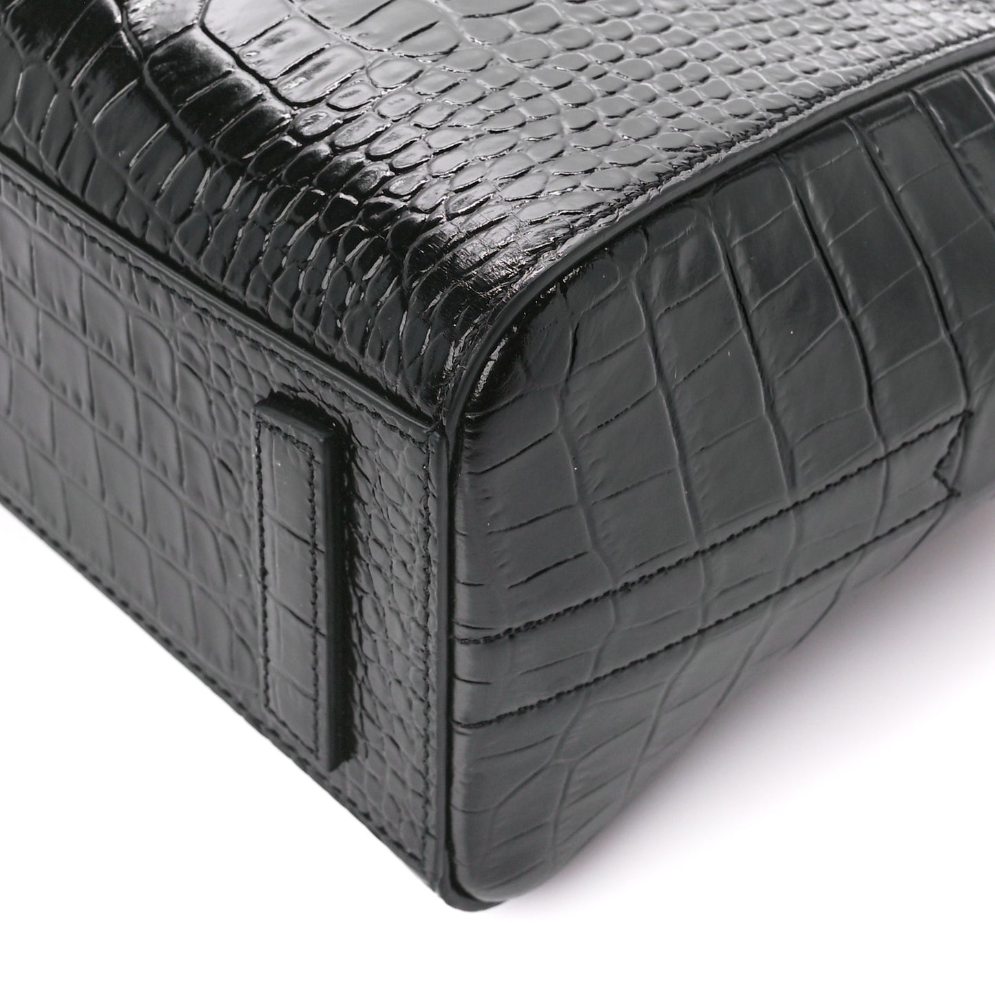 Calfskin Crocodile Embossed Mini Antigona Black