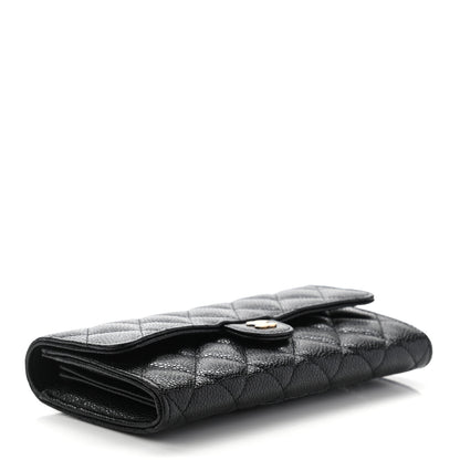 Chanel Caviar Quilted Large Gusset Flap Wallet Black 4 of 8