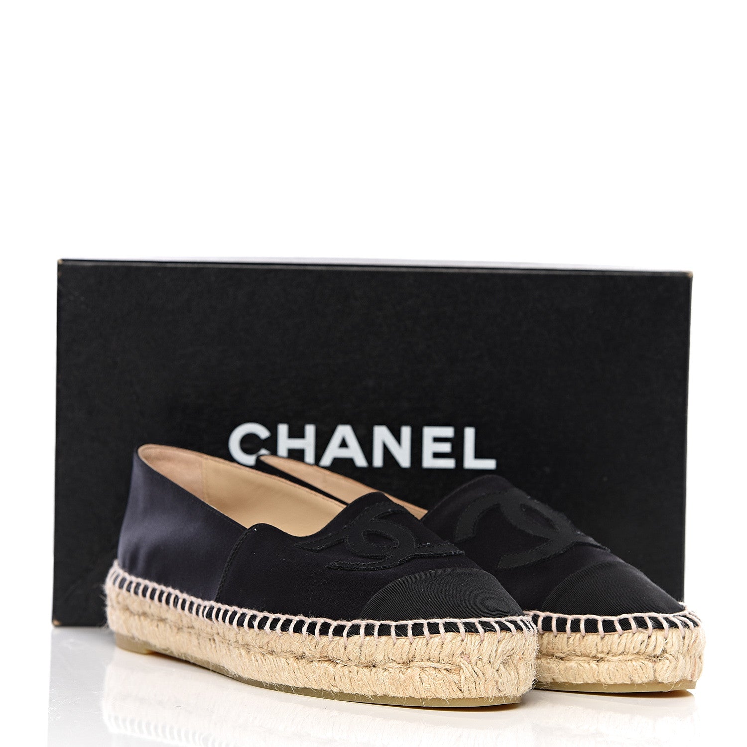 Chanel Satin Grosgrain CC Espadrilles 37 Black 11 of 11