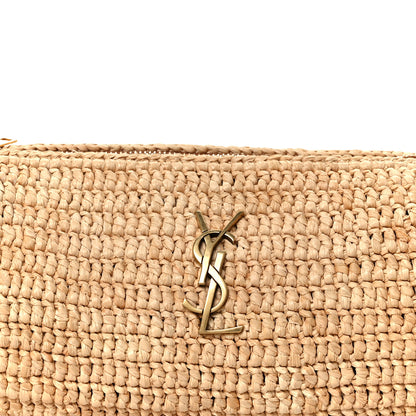 Saint Laurent Raffia Monogram Cassandre Small Cylindric Bag Natural Brick 8 of 11