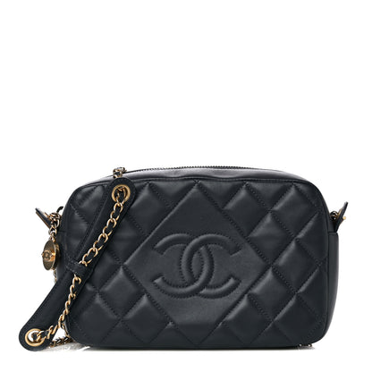 Chanel Lambskin Diamond CC Small Camera Case Dark Blue 1 of 11
