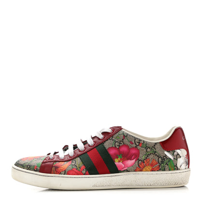 Gucci GG Supreme Monogram Flora Web Womens Ace Sneakers 38 Beige Multicolor Rosso 1 of 16