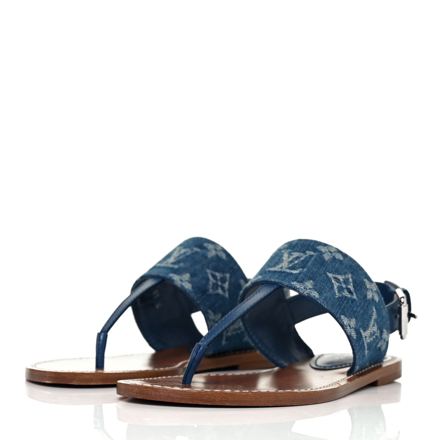 Monogram Denim Starboard Flat Thong Sandal 37 Blue