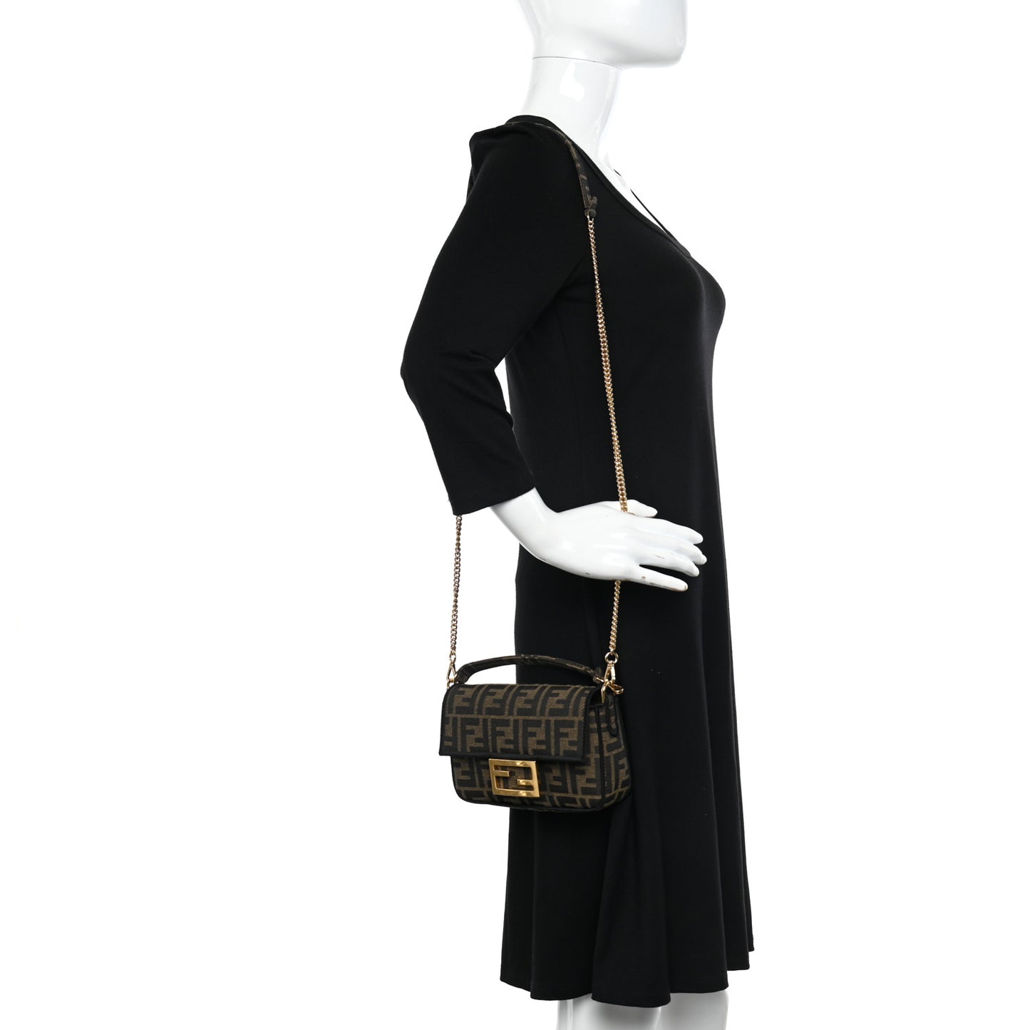 Fabric Jacquard FF 1974 Mini Baguette Tobacco Moro Black