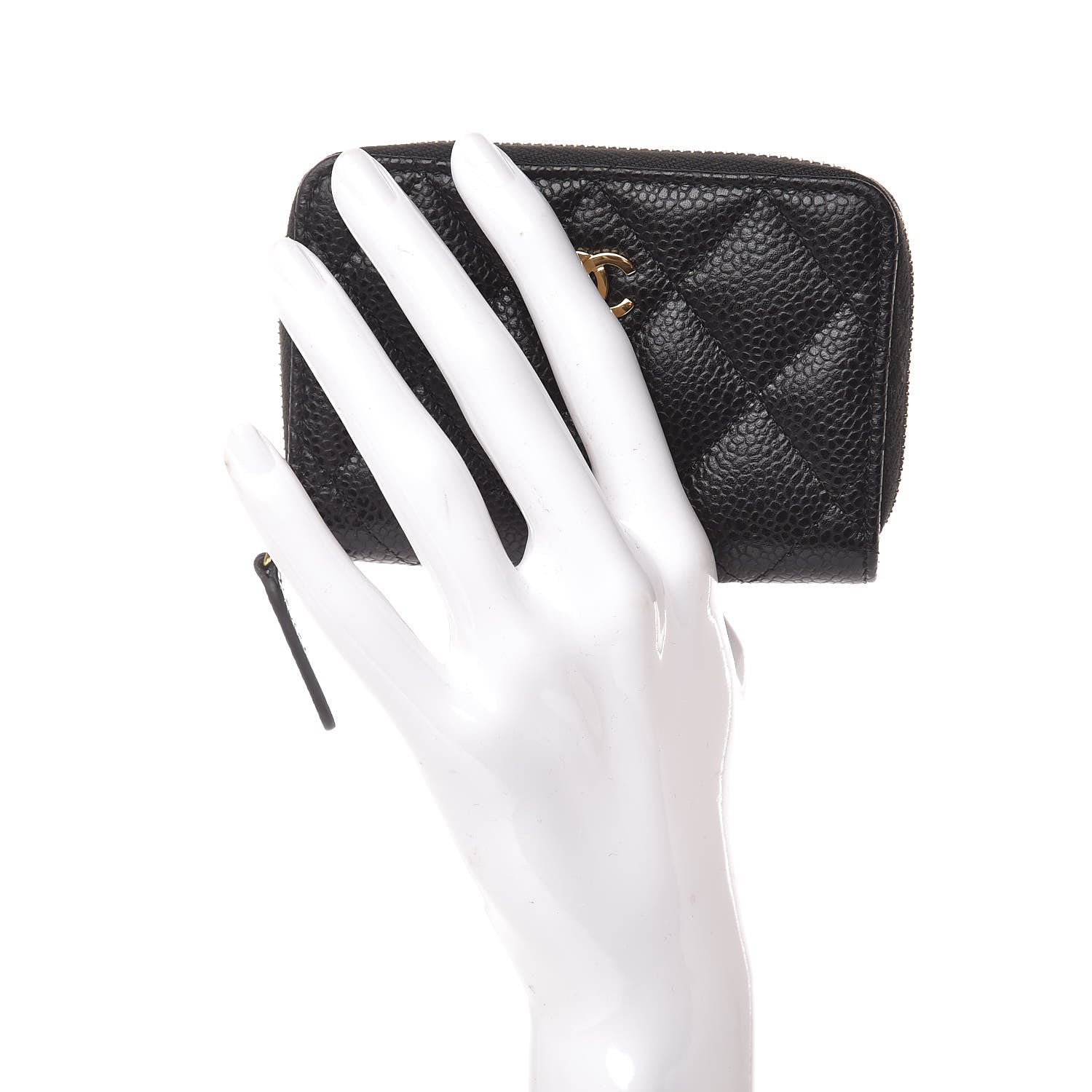 Chanel Caviar Quilted Zip Coin Purse Black 2 of 8