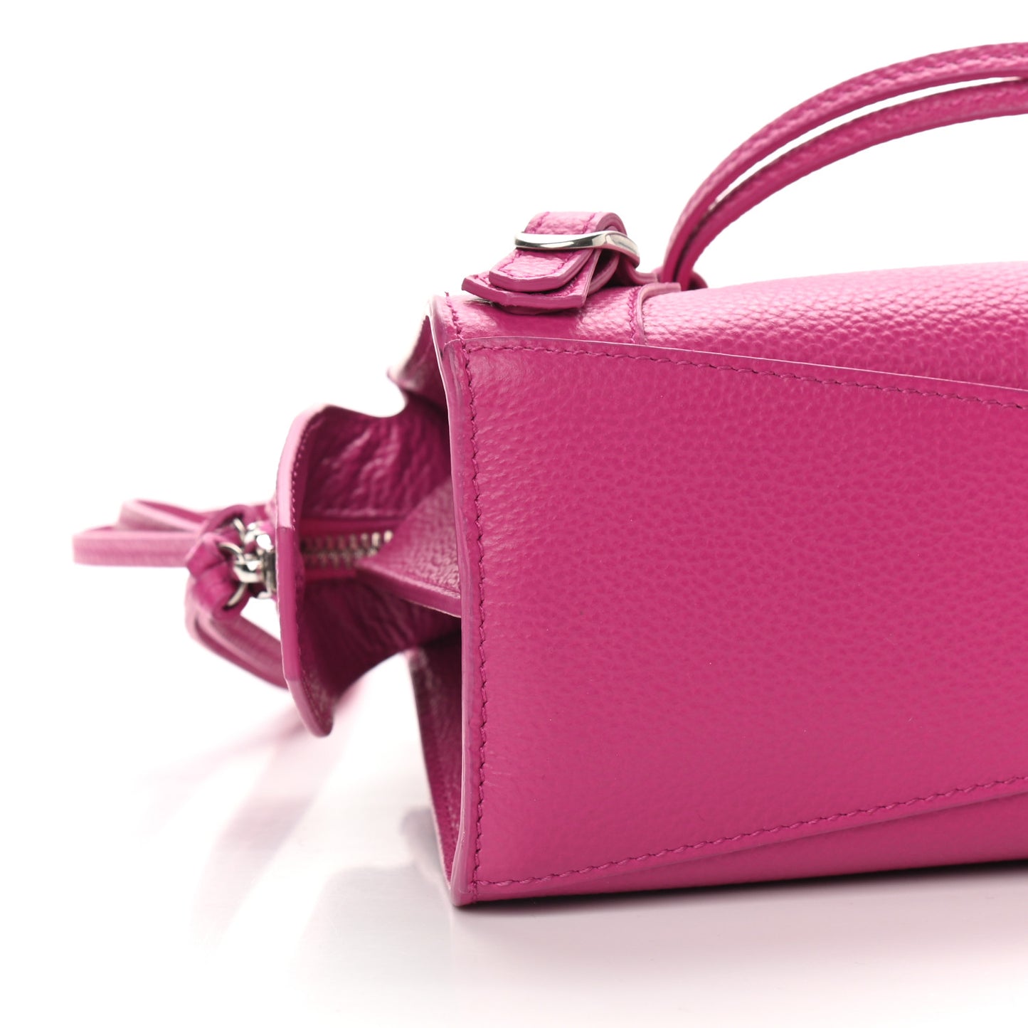 Grained Calfskin Neo Classic Silver Hardware Mini City Fuchsia