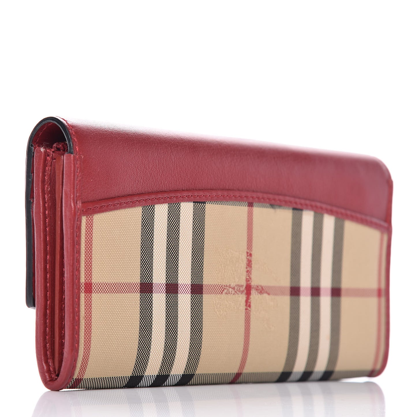 Calfskin House Check Continental Wallet Red
