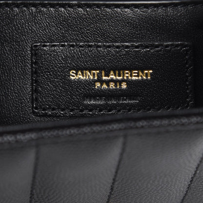 Saint Laurent Grain De Poudre Matelasse Monogram Medium Vicky Chain Bag Black 7 of 9