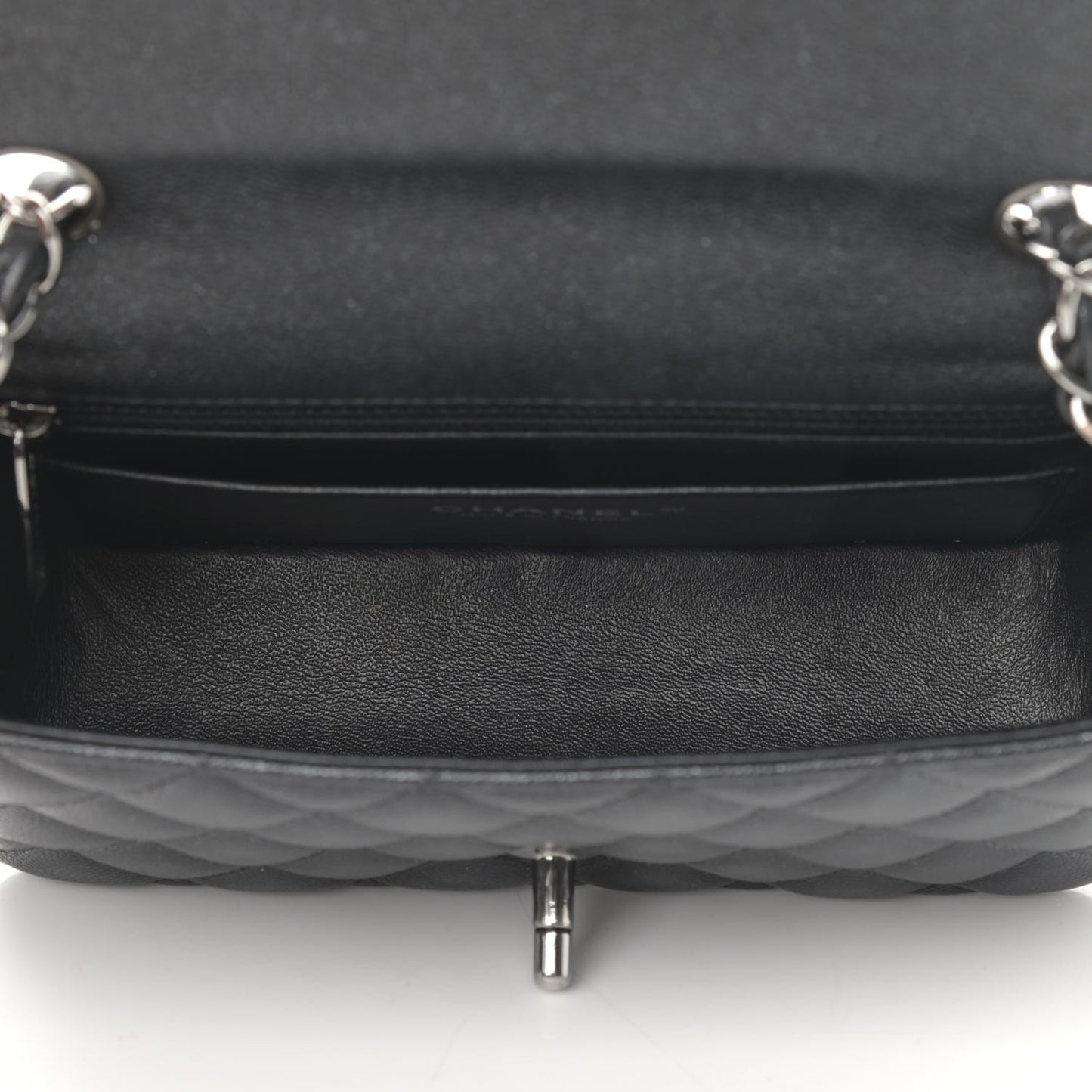 Iridescent Caviar Quilted Mini Rectangular Flap Black
