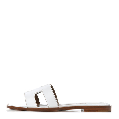Hermes Box Calfskin Oran Sandals 36 White 1 of 9