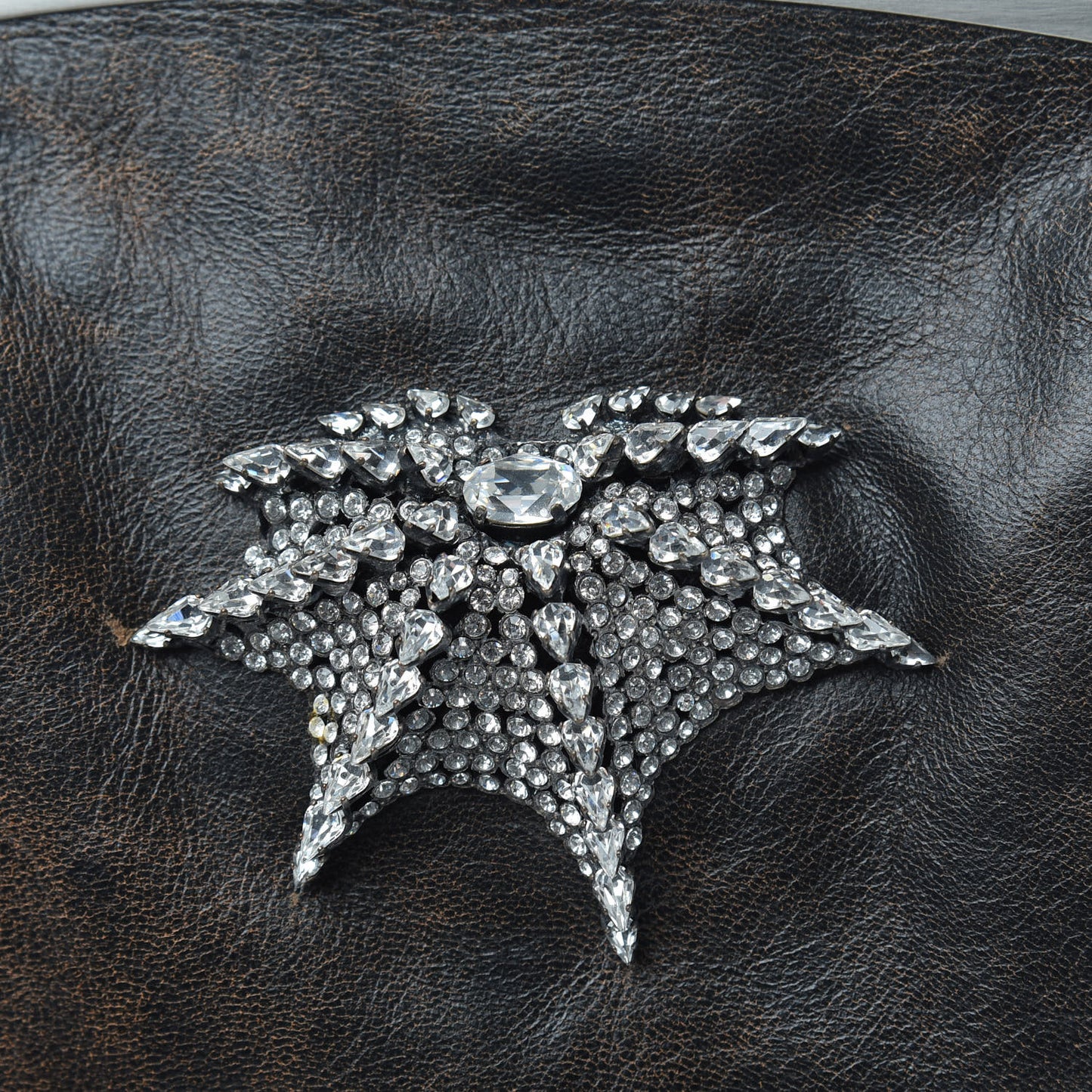 Chevre Embellished Crystal Small Aumonière Wristlet