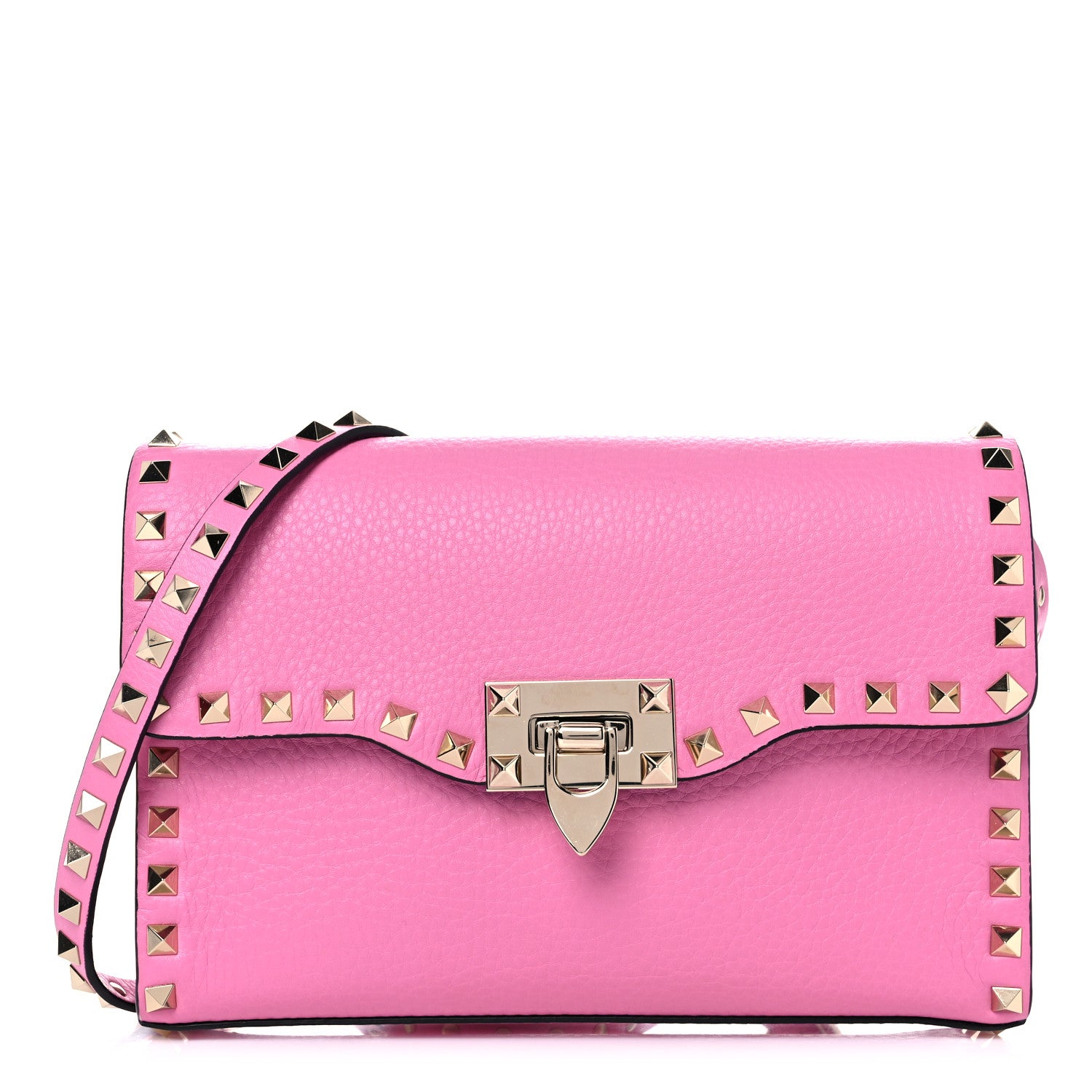 Valentino Garavani Pebbled Calfskin Medium Rockstud Flip Lock Crossbody Bag Dawn Pink 1 of 7