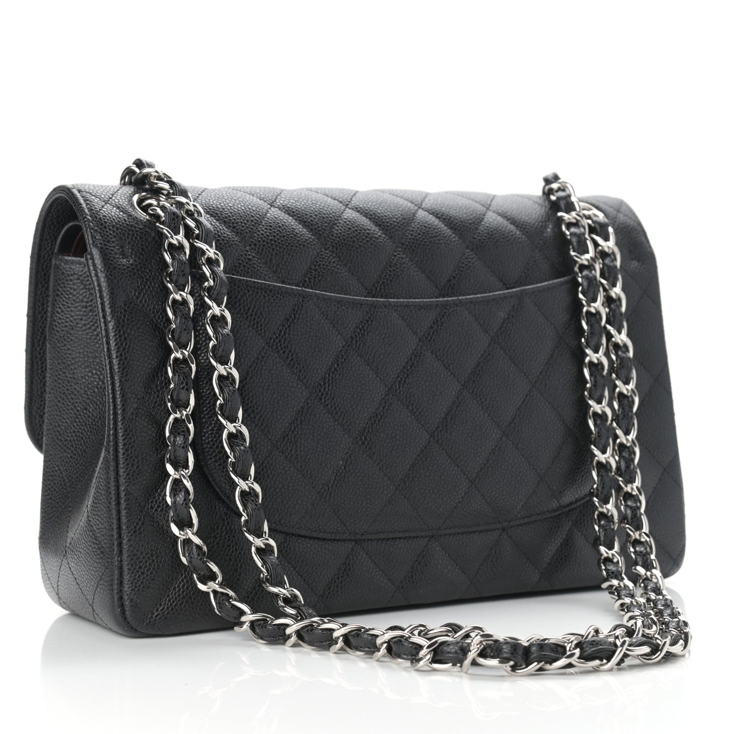 Caviar Quilted Jumbo Double Flap Black