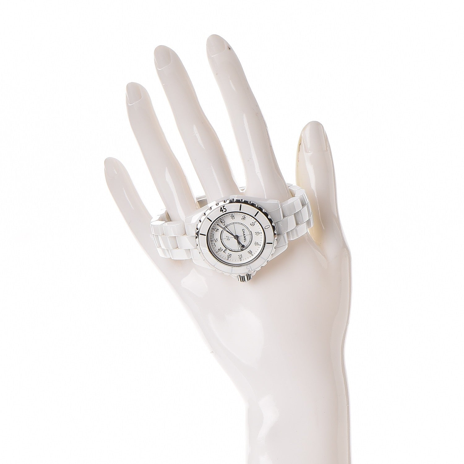 Chanel Stainless Steel Ceramic Diamond 33mm J12 Quartz Watch White 2 of 7