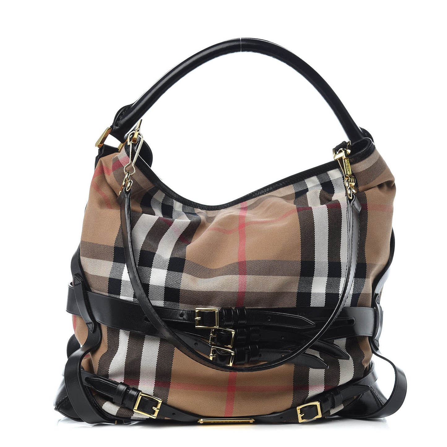 House Check Bridle Calfskin Medium Gosford Hobo Black