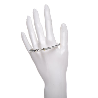 David Yurman Sterling Silver 18K Yellow Gold 4mm Cable Buckle Bracelet 2 of 4