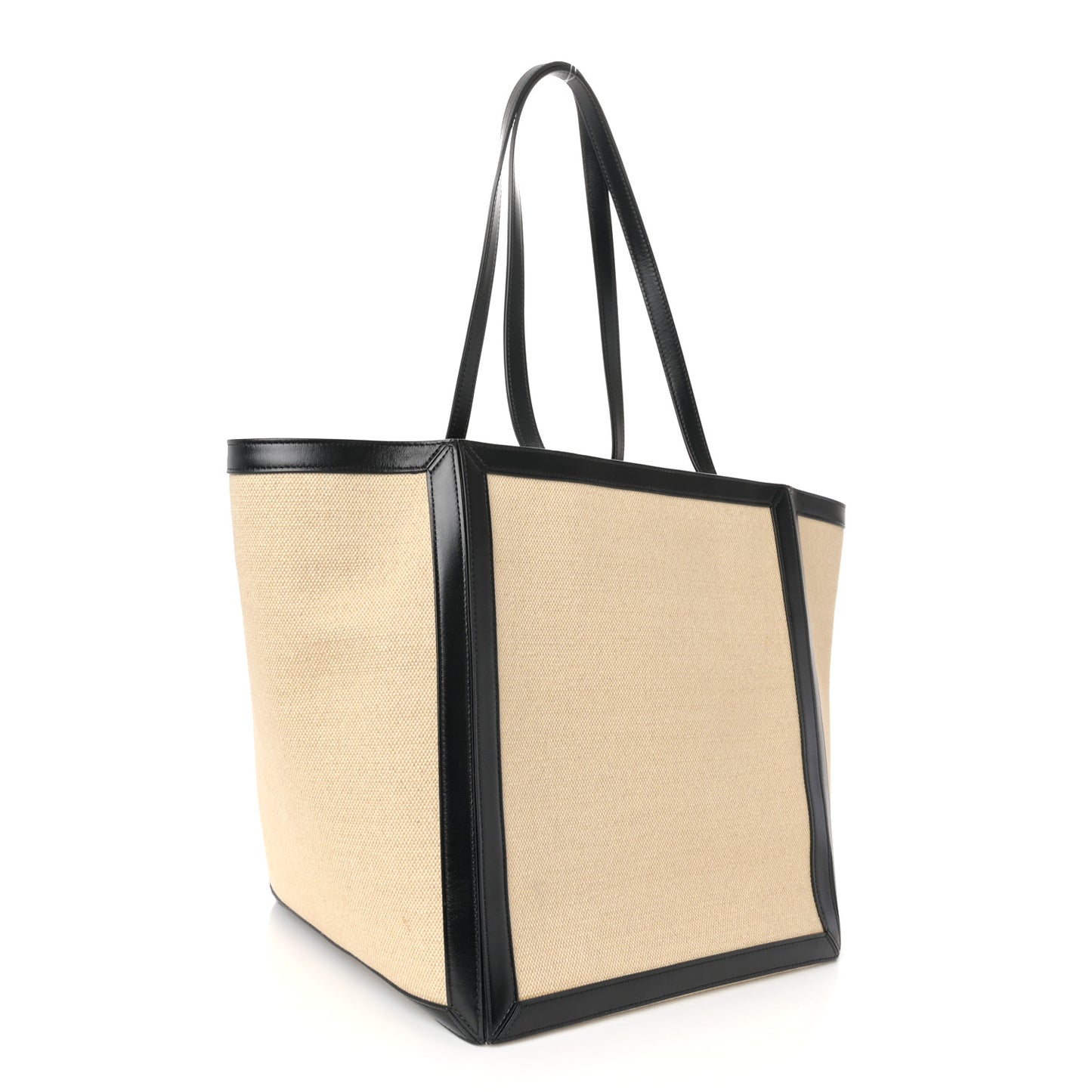 Canvas Calfskin Square Cabas Tote Vanilla Black