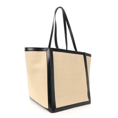 Celine Canvas Calfskin Square Cabas Tote Vanilla Black 3 of 10