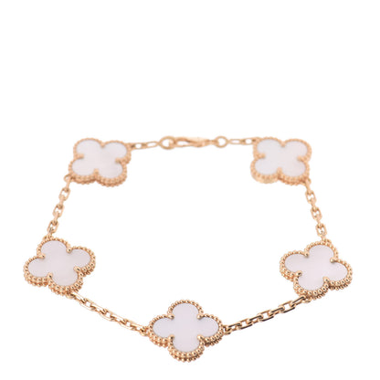 Van Cleef & Arpels 18K Yellow Gold Mother of Pearl 5 Motifs Vintage Alhambra Bracelet 1 of 5