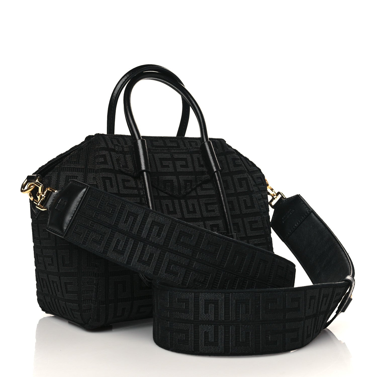 Givenchy Embroidered Canvas Mini Lock Antigona Shoulder Bag Black 2 of 5